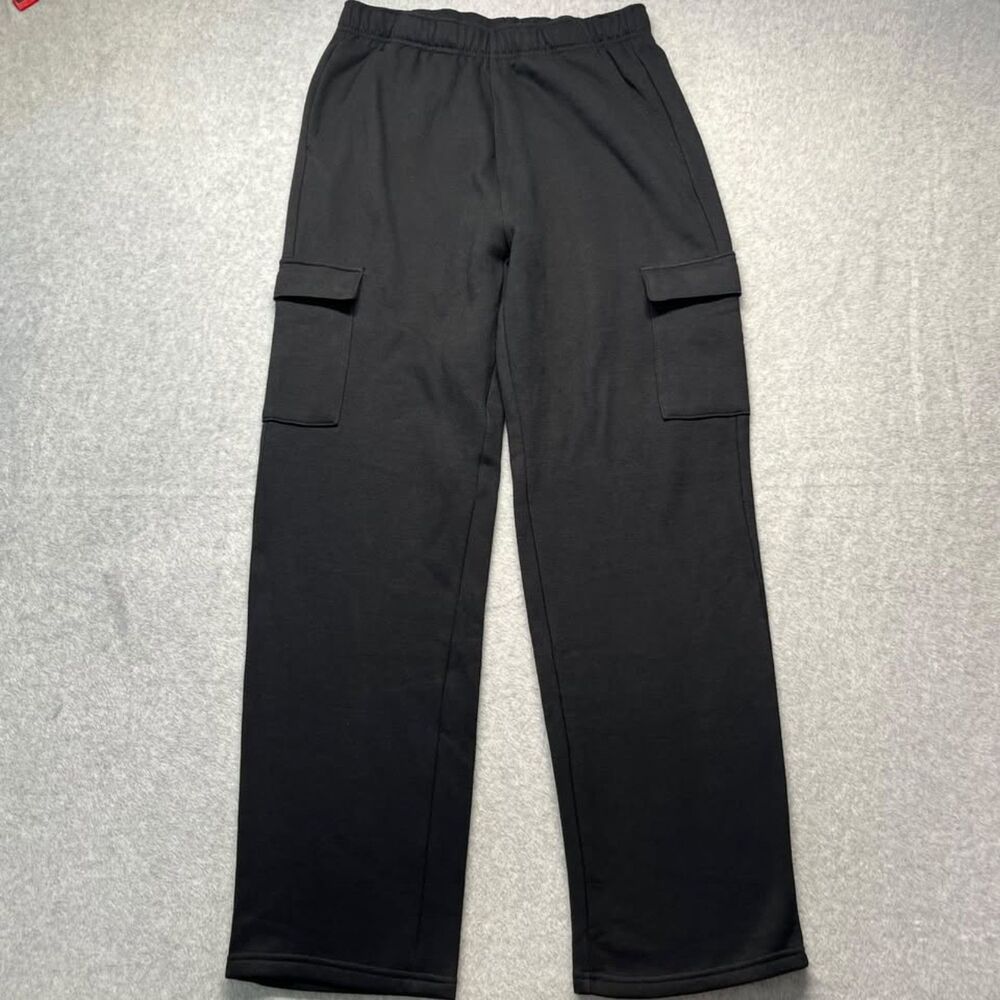 Columbia Womens Cargo Sweatpants Black Wide Leg Drawstring Pockets Size Small